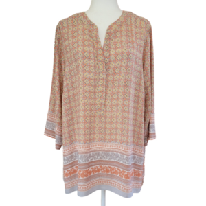 Rose & Olive Boho Patterned Tunic Top Size 2X EUC